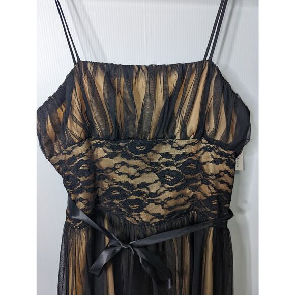 Vintage Y2K Dressbarn Collection Midi Dress Fit & Flare Black Tulle 16 NEW - Picture 4 of 10